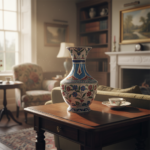 Handmade Ceramic Classic Vase (30cm) - Turquoise Panels & Red Floral Pattern - Mediterranean Summer Decor - Image 3