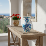 Handmade Ceramic Vase (20cm) - Blue & Turquoise Tulips - Cool Ocean Palette - Image 5