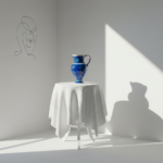 Handmade Ceramic Pitcher (25cm) - Deep Blue "Fish Scale" Pattern - Iznik Jug with Handle - Image 2