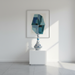 Handmade Ceramic "Knobbed" Vase (45cm) - Golden Horn "Halic" Spirals with Blue Ring - Image 2