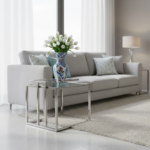 Handmade Ceramic Faceted Vase (25cm) - Red Tulips & Blue Rumi Arches - Hexagonal Form - Image 2