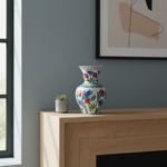 Handmade Ceramic Vase (20cm) - Turquoise Collar & Red Carnations - Classic Iznik Decor - Image 5