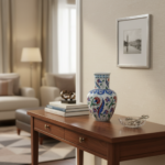 Handmade Ceramic Vase (30cm) - Red Carnation & Blue Saz Leaf Pattern - Classic Iznik Floral Vase - Image 2