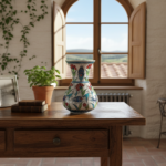 Handmade Ceramic "Kandil" Vase (15cm) - Red Carnations, Blue Tulips & Yellow Accents - Image 6