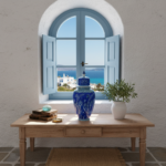 Handmade Ceramic Shah Vase with Lid (30cm) Deep Blue Saz Style Floral Lidded Jar - Image 2