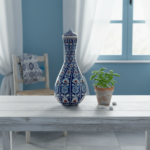 Handmade Ceramic "Cesme Bulbulu" Jar (30cm) - Tall Iznik Surahi Vase - Classic Blue & White Floral - Image 2