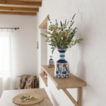 Handmade Ceramic "Bell" Vase (20cm) - Blue Tulips & Red Neck Ring - Traditional Bell Form - Image 2