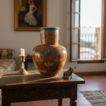 Handmade Ceramic Ata Vase (30cm) Anatolian Golden Fields and Turquoise Rim - Image 5