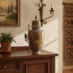 Handmade Ceramic "Shah" Ginger Jar (30cm) - Rare Amber/Orange Ground & Cypress - Traditional Lidded Decor - Image 5