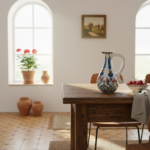 Handmade Ceramic "Ibrik" Pitcher Vase (25cm) - Red Tulip & Blue Hyacinth Pattern - Traditional Turkish Ewer - Image 2