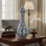 Handmade Ceramic Fluted Nightingale Vase with Lid (30cm) Polychrome Floral Pattern - Image 4
