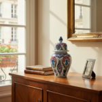 Handmade Ceramic "Kupecik" Ginger Jar (20cm) - Textured Relief with Red Carnations & Purple Tulips - Image 5