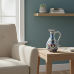 Handmade Ceramic Pitcher (25cm) - Red Tulips & Blue Hyacinths - Elegant Slender Form - Image 5