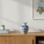 Handmade Ceramic Vase (20cm) - Classic Blue & White Floral Medallions - Traditional Iznik Decor - Image 3