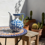 Handmade Ceramic Ewer Pitcher (20cm) Blue and White Rumi Segment Pattern - Image 5