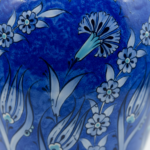 Handmade Ceramic Shah Vase with Lid (30cm) Deep Blue Saz Style Floral Lidded Jar - Image 3