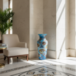 Handmade Ceramic Grand Column Vase (60cm) Embossed Aegean Aquarium & Coral Reef Floor Vase - Image 5