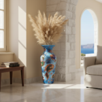 Handmade Ceramic Grand Column Vase (60cm) Embossed Aegean Aquarium & Coral Reef Floor Vase - Image 2