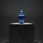Handmade Ceramic Shah Vase with Lid (30cm) Deep Blue Saz Style Floral Lidded Jar