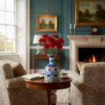 Handmade Ceramic "Bell" Vase (20cm) - Red Carnations & Turquoise Neck - Classical Iznik Vase - Image 3