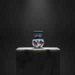 Hand Painted Ceramic Vase (15cm) Traditional Turkish Carnation Pattern - Classic Flared Neck Bud Vase for Table Decor