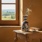 Handmade Ceramic "Bell" Vase (20cm) - Red Carnations & Turquoise Neck - Classical Iznik Vase - Image 5