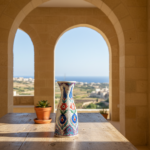 Handmade Ceramic Conical Vase (25cm) - Embossed Dotted Texture & Purple Accents - Elegant Bud Vase - Image 3