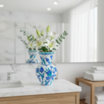 Handmade Ceramic Vase (20cm) - Blue & Turquoise Tulips - Cool Ocean Palette - Image 7