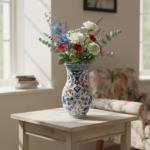 Handmade Ceramic "Armudi" Vase (30cm) - Elegant Pear Shape with Purple & Red Spring Flowers - Romantic Home Decor - Image 2