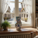 Handmade Ceramic "Armudi" Vase (30cm) - Elegant Pear Shape with Purple & Red Spring Flowers - Romantic Home Decor - Image 5