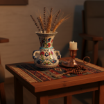 Handmade Ceramic "Kandil" Vase (20cm) - Traditional Mosque Lamp Shape with Red Tulips - Handled Iznik Decor - Image 5