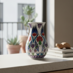 Handmade Ceramic Vase (20cm) Traditional Turkish Tulip & Carnation Pattern - Pear Shaped (Armudi) Art Decor - Image 3