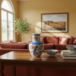 Handmade Ceramic Vase (20cm) - Classic Iznik Red Tulips & Blue Petal Collar - Traditional Floral Art - Image 5