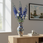 Handmade Ceramic Faceted Vase (25cm) - Iznik Floral Arches & Panels - Geometric Art Decor - Image 5