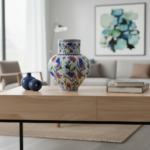 Handmade Ceramic Large Palace Vase (50cm) - Grand Red & Blue Tulip Pattern - Monumental Statement Piece - Image 4