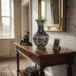 Handmade Ceramic Classic Vase (30cm) - Cobalt Blue Shoulder & Spring Blossoms - Timeless Floral Decor - Image 4