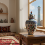 Handmade Ceramic Vizier Jar (30cm) Carved Relief Texture and Ottoman Red Tulips - Image 5