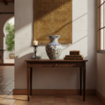 Handmade Ceramic Grand Vase (50cm) Ottoman Garden Red Roses and Scalloped Border Floor Vase - Image 4