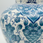 Handmade Ceramic Ata Vase (30cm) Turquoise Relief Floral with Scale Texture - Image 4