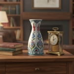 Handmade Ceramic Vase (25cm) Traditional Turkish Red Tulip & Purple Floral Pattern - Elegant Conical Art Decor - Image 3