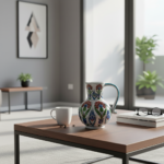 Handmade Ceramic Pitcher Vase (20cm) Traditional Turkish Carnation Pattern with Handle - Decorative Jug Art Decor - Image 3