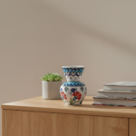 Hand Painted Ceramic Vase (15cm) Traditional Turkish Carnation Pattern - Classic Flared Neck Bud Vase for Table Decor - Image 2