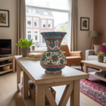 Handmade Ceramic "Kandil" Vase (30cm) - Classic Ottoman Form - Polychrome Red & Green Floral Art - Image 5