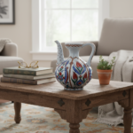 Handmade Ceramic Ewer Vase (20cm) Traditional Segmented Body Design with Spout & Handle - Turkish Pitcher Art Decor - Image 3