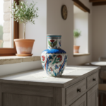 Handmade Ceramic Vase (20cm) - Classic Iznik Red Tulips & Blue Petal Collar - Traditional Floral Art - Image 2