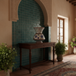 Handmade Ceramic "King" Vase (30cm) - Royal Footed Urn with Turquoise Accents - Majestic Centerpiece - Image 2