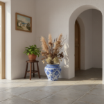 Handmade Ceramic Large Planter Pot - Gold Rim & Blue White Floral Pattern - Luxury Home Decor - Image 3