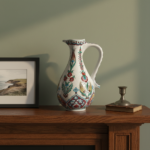 Handmade Ceramic Pitcher (25cm) - Textured "Dot" Art - Pastel Florals & Embossed Surface - Image 5