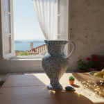 Handmade Ceramic "Masrapa" Pitcher (25cm) - Classic Blue Golden Horn (Halic) Pattern - Traditional Ottoman Art - Image 3