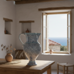 Handmade Ceramic "Masrapa" Pitcher (25cm) - Classic Blue Golden Horn (Halic) Pattern - Traditional Ottoman Art - Image 4